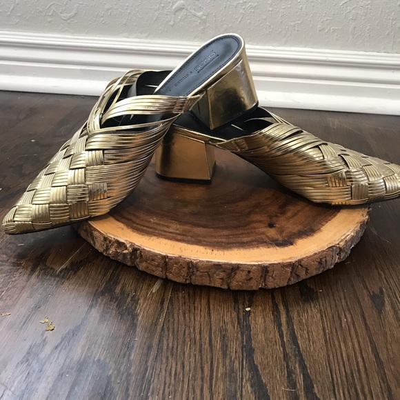 ASOS, metallic gold, heeled, pointed mules - Picture 5 of 6